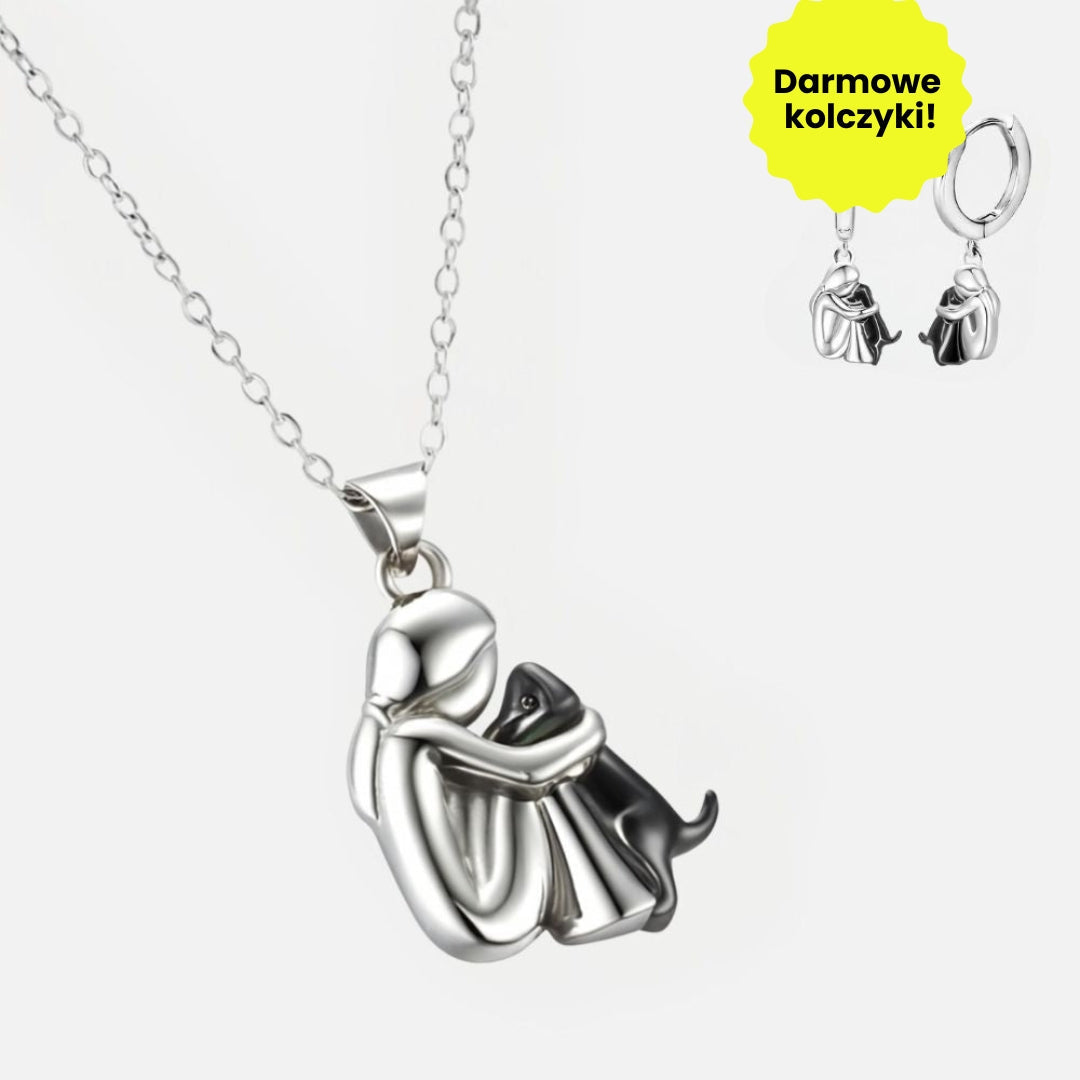Naszyjnik z wisiorkiem w kształcie uścisku + kolczyki w zestawie – oferta limitowana Nowak