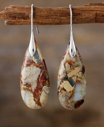 Eleganckie Owalne Kolczyki Kamienne