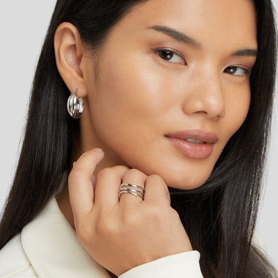 Nowak™ | Warstwowy srebrny pierścionek